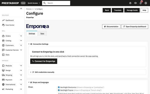 PrestaShop: Connect your store in one click